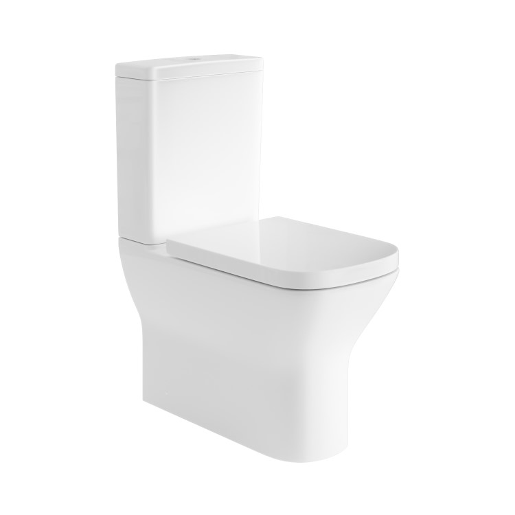 ONLY OPENED - Close Coupled Rimless Closed Back Toilet with Soft Close Seat - Palma