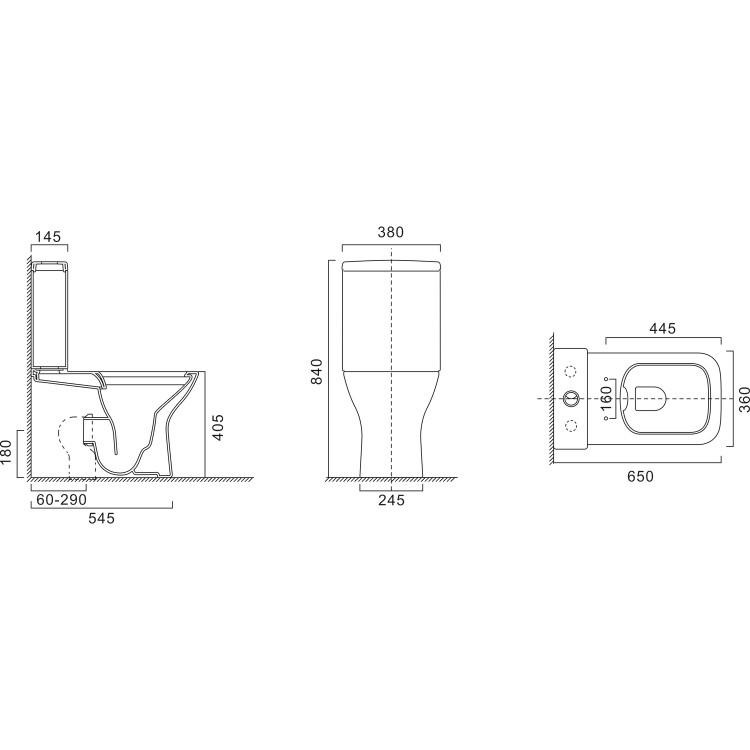 ONLY OPENED - Close Coupled Rimless Closed Back Toilet with Soft Close Seat - Palma