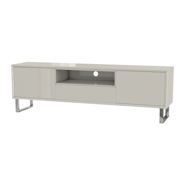 Large Beige Gloss TV Stand with Storage - TV's up to 75" - Paloma
