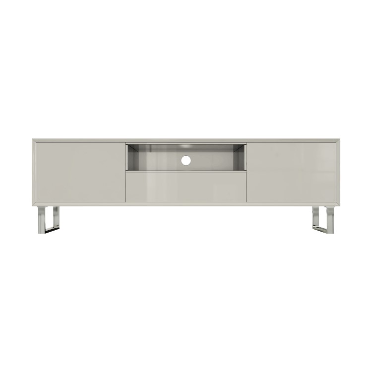 Large Beige Gloss TV Stand with Storage - TV's up to 75" - Paloma