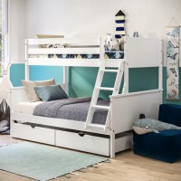 White Triple Sleeper Bunk Bed with Storage Drawers - Parker White Triple Sleeper Bunk Bed with Storage Drawers - Parker