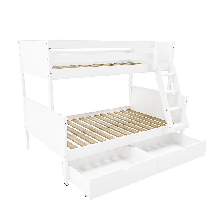 White Triple Sleeper Bunk Bed with Storage Drawers - Parker