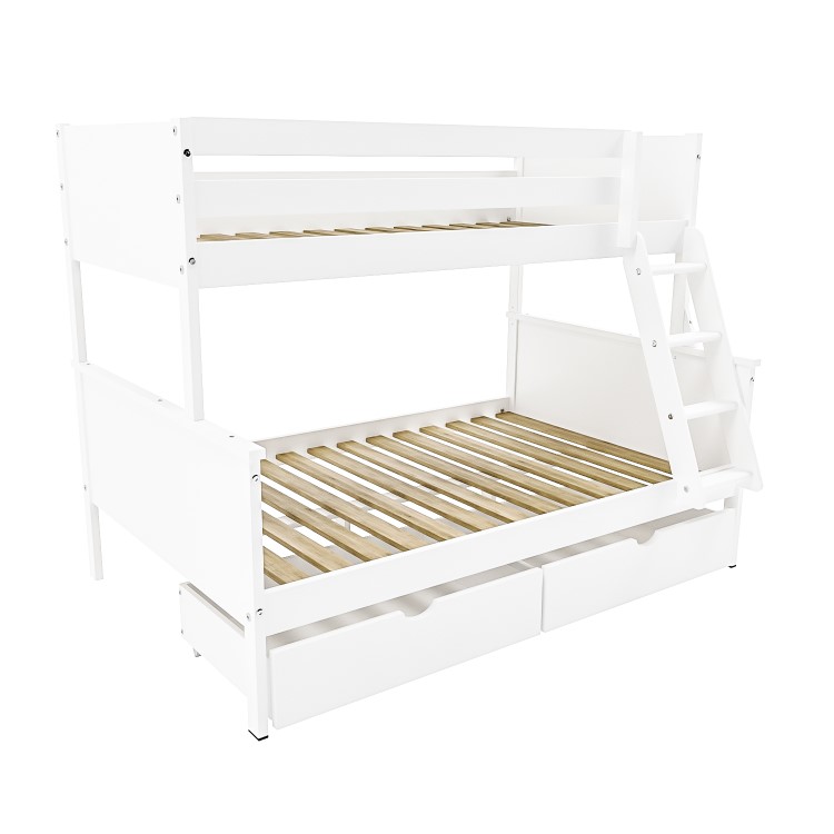 White Triple Sleeper Bunk Bed with Storage Drawers - Parker