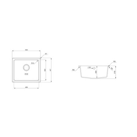 Single Bowl Undermount Black Granite Kitchen Sink - Rangemaster Paragon
