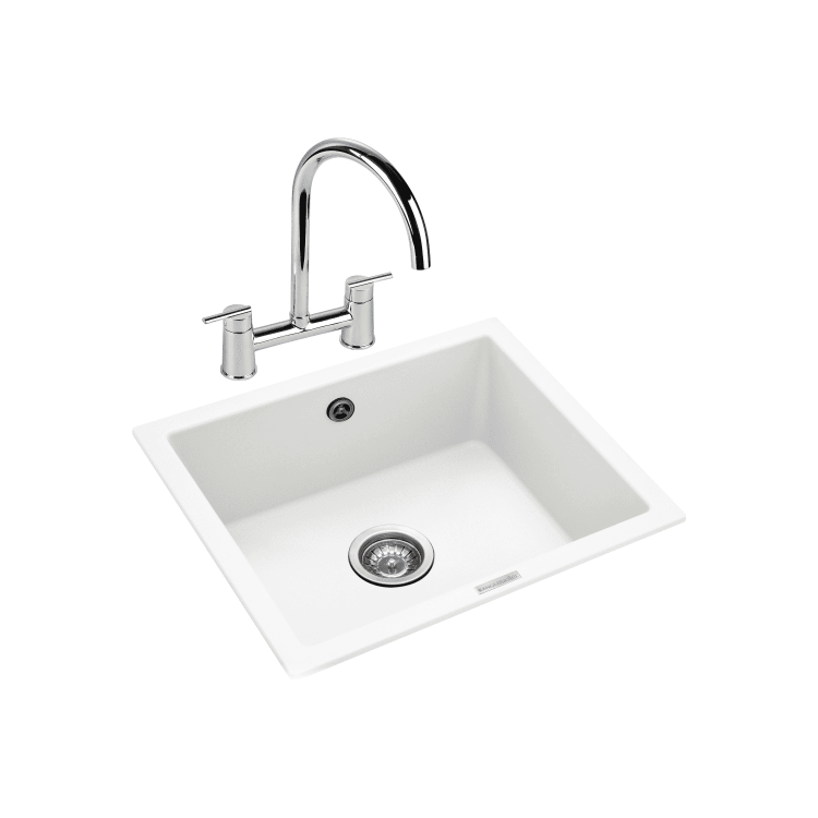Single Bowl Undermount White Granite Kitchen Sink - Rangemaster Paragon
