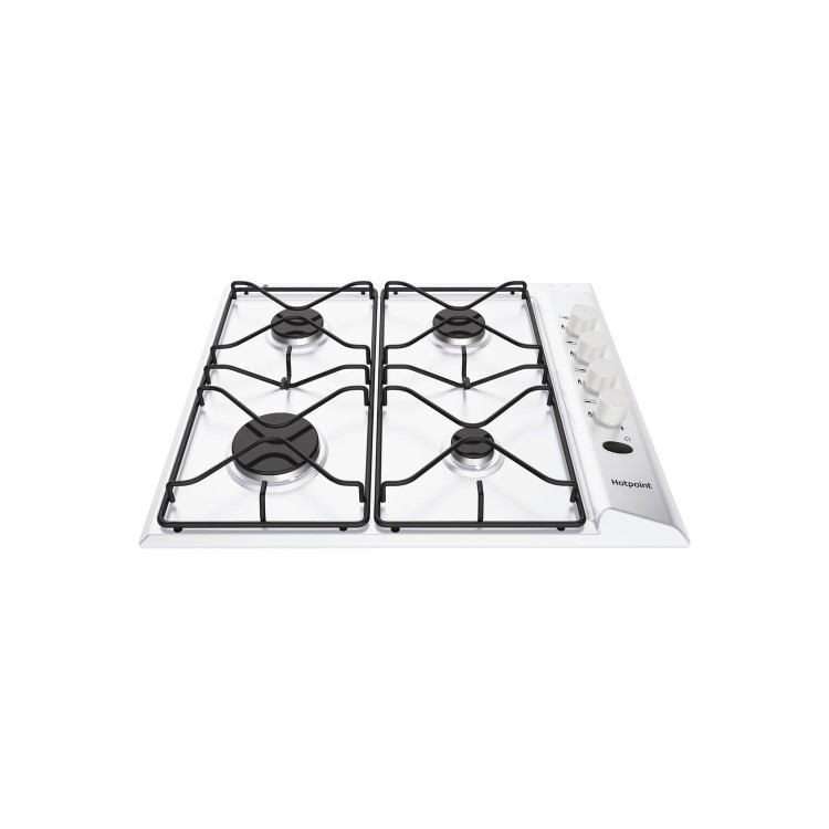 Refurbished Hotpoint PAS642HWH 58cm 4 Burner Gas Hob White