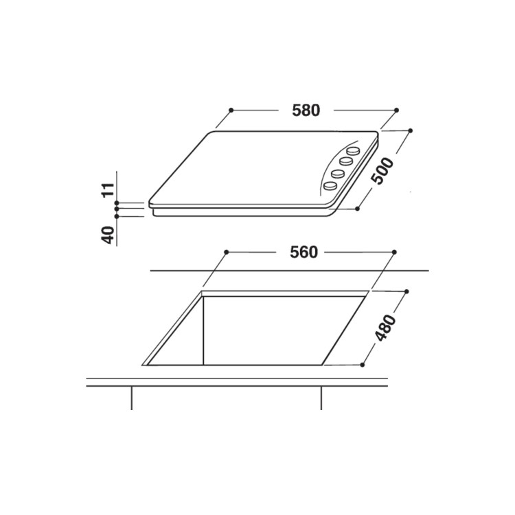 Refurbished Hotpoint PAS642HWH 58cm 4 Burner Gas Hob White