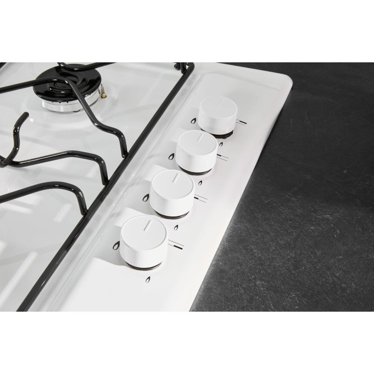 Refurbished Hotpoint PAS642HWH 58cm 4 Burner Gas Hob White