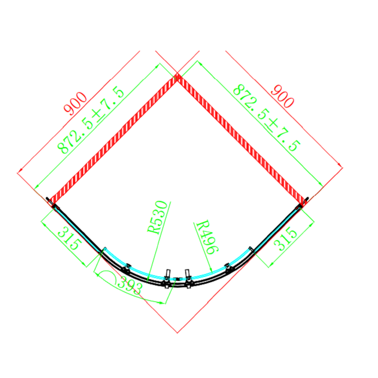 900mm Brushed Brass 8mm Glass Quadrant Shower Enclosure - Pavo