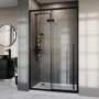 1200mm Black Sliding Shower Door 8mm Glass with Extended Handle - Pavo