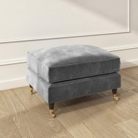 Silver Grey Velvet Footstool - Payton