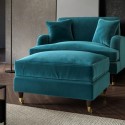 PAY006 Large Teal Velvet Footstool - Payton