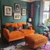Orange Velvet Footstool - Payton