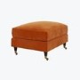 Large Orange Velvet Footstool - Payton