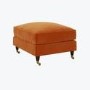 Large Orange Velvet Footstool - Payton