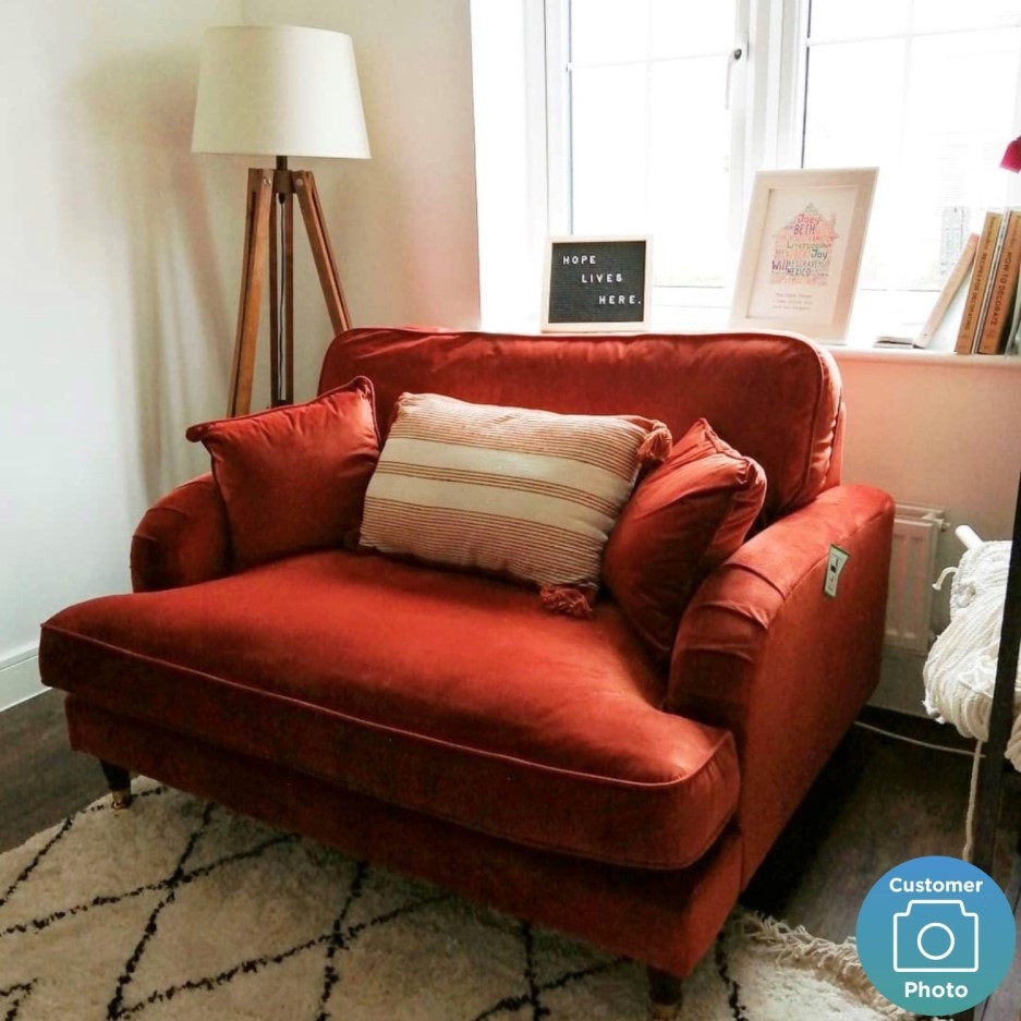 Burnt Orange Velvet Loveseat - Payton - BuyItDirect.ie