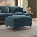 PAY010 Large Blue Velvet Footstool - Payton