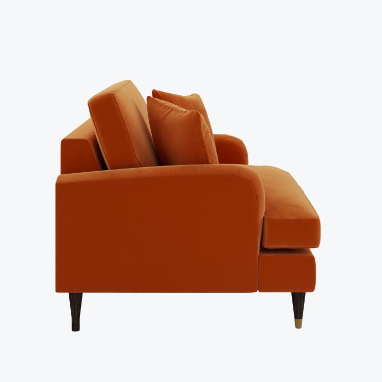 Orange Velvet Love Seat - Payton