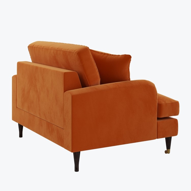 Orange Velvet Love Seat - Payton