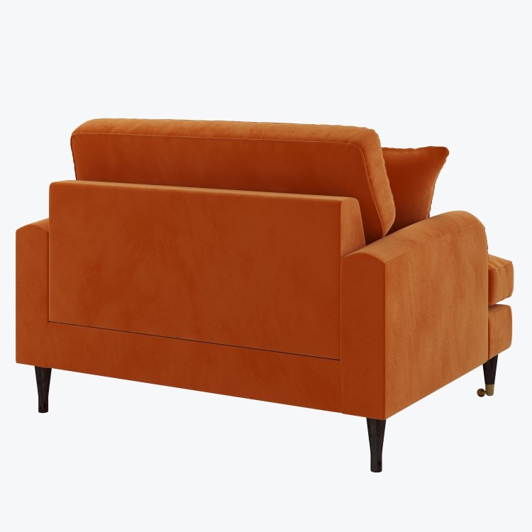 Orange Velvet Love Seat - Payton
