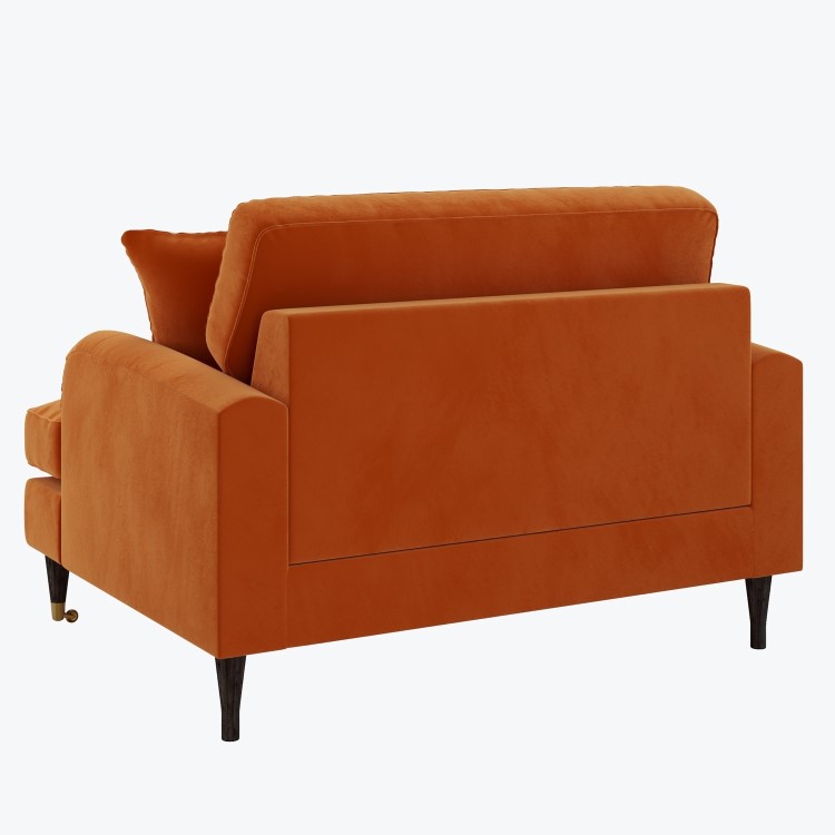 Orange Velvet Love Seat - Payton