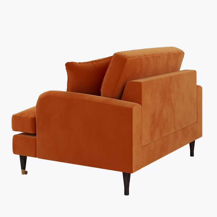 Orange Velvet Love Seat - Payton