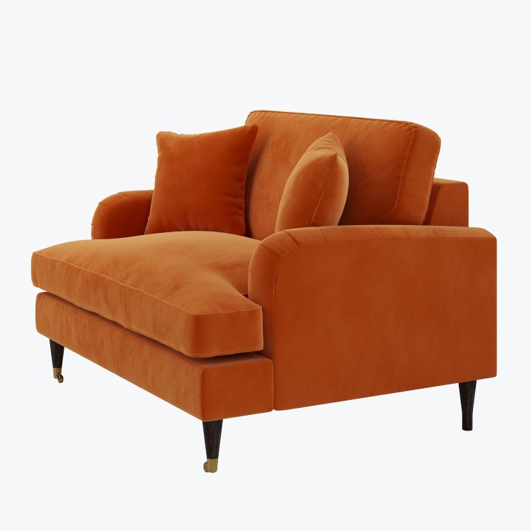 Orange Velvet Love Seat - Payton