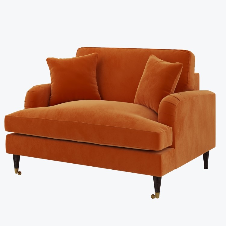 Orange Velvet Love Seat - Payton