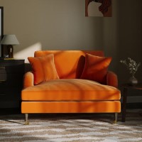 Orange Velvet Love Seat - Payton