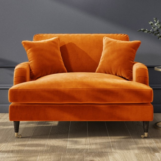 Orange Velvet Loveseat - Payton