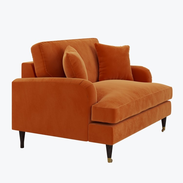 Orange Velvet Love Seat - Payton