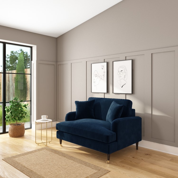 ONLY OPENED - Payton Dark Navy Velvet Loveseat