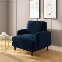 A1/PAY019 ONLY OPENED - Navy Blue Velvet Armchair - Payton