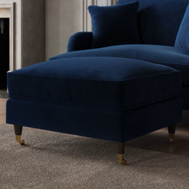 Navy Velvet Footstool - Payton