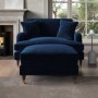 Large Navy Velvet Footstool - Payton