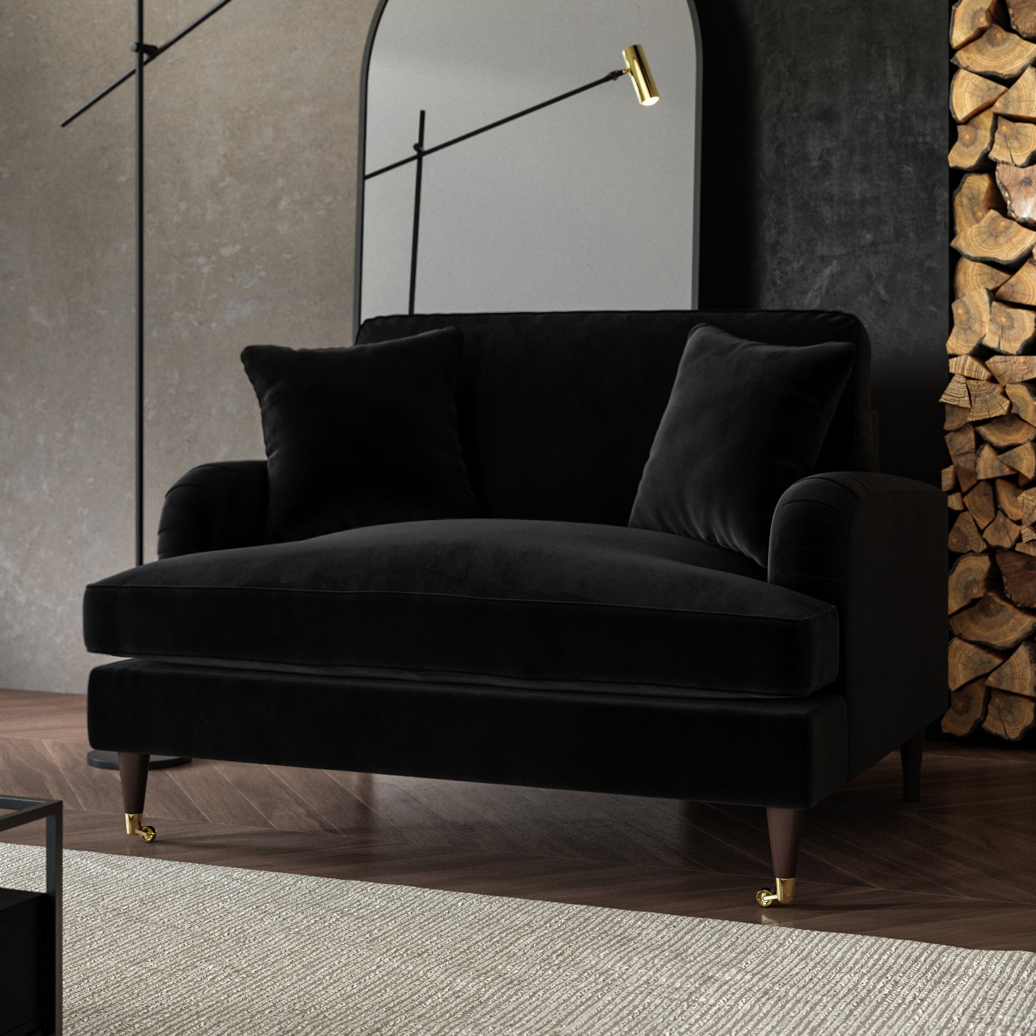 Black Velvet Loveseat - Payton