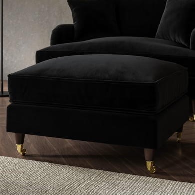 Black Velvet Footstool - Payton