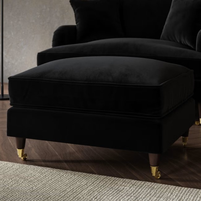 Black Velvet Footstool - Payton