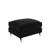 Large Black Velvet Footstool - Payton