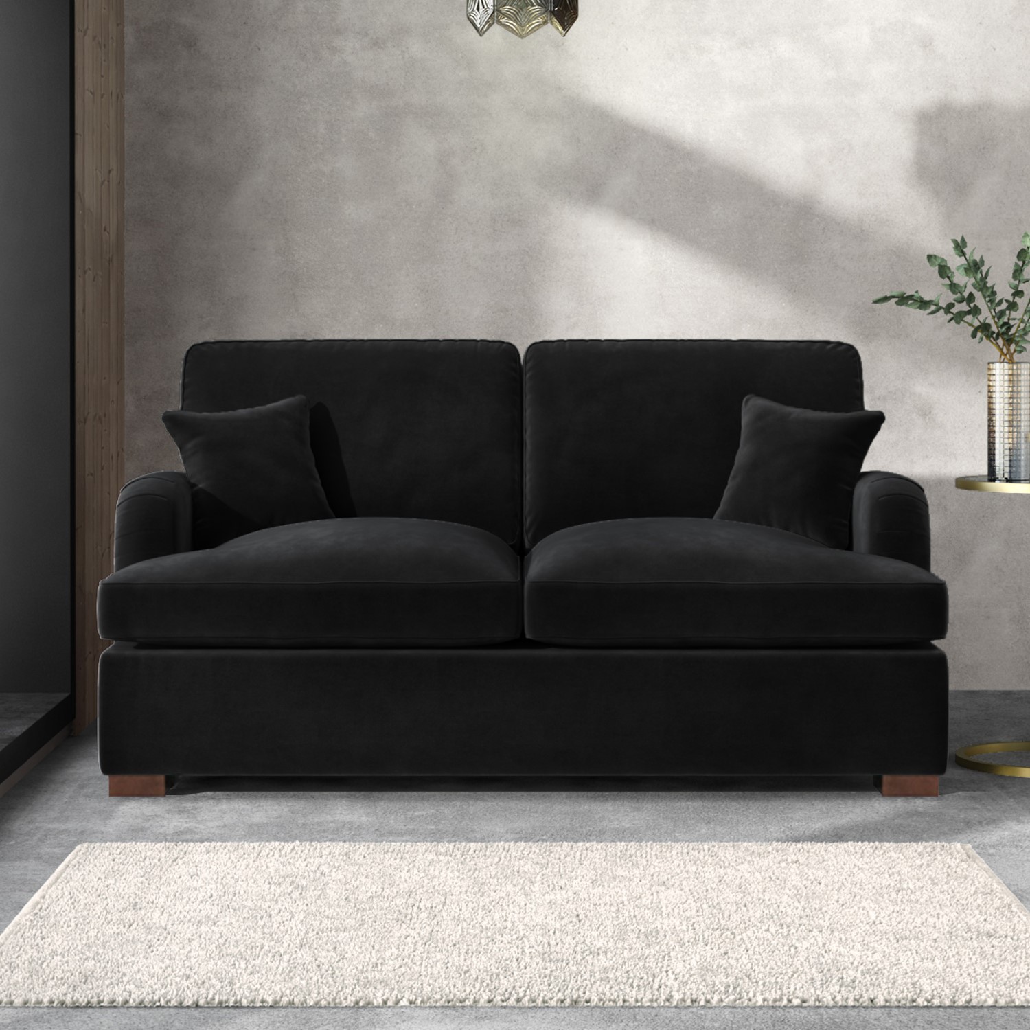 Black Velvet Pull Out Sofa Bed Seats 2 Payton BuyItDirect.ie