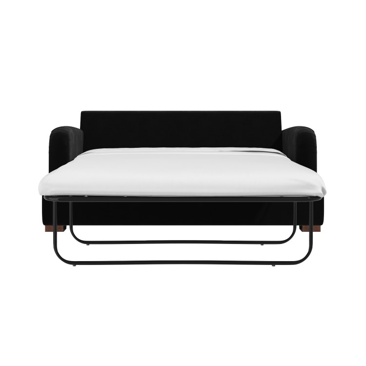 Black Velvet Pull Out Sofa Bed - Seats 2 - Payton