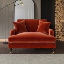PAY050 Burnt Orange Velvet Love Seat - Payton