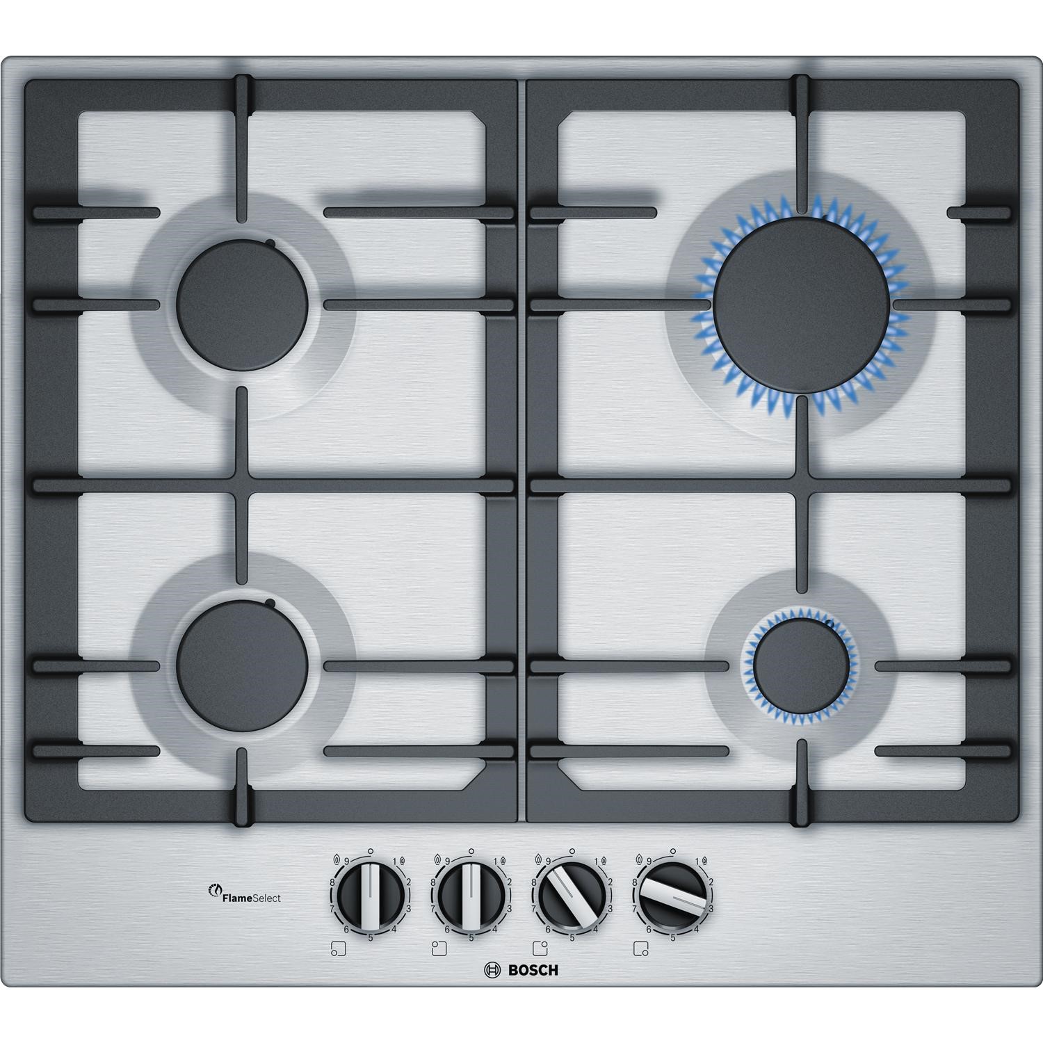 Bosch Serie 6 58.2cm 4 Burner Gas Hob - Stainless Steel