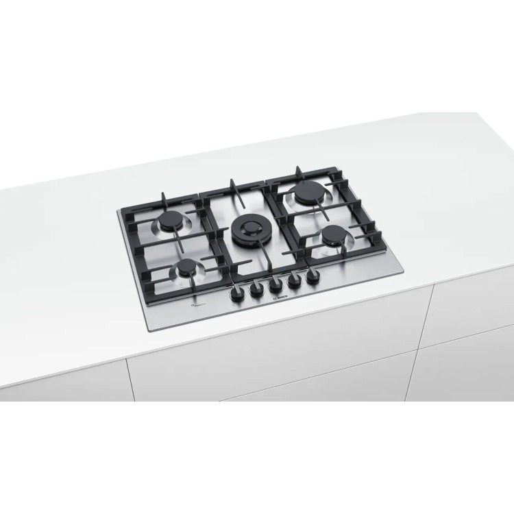 Refurbished Bosch Series 6 75cm 5 Burner Gas Hob - Stainless steel