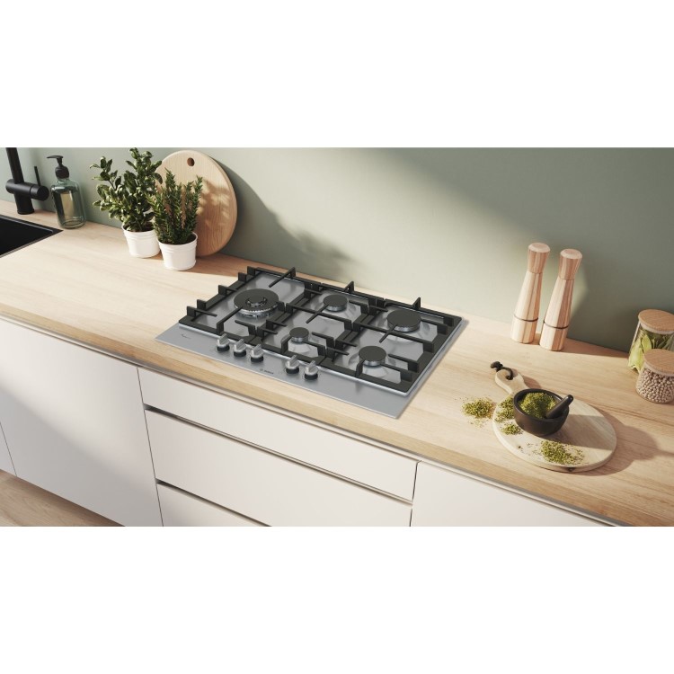 Bosch Series 6 75cm 5 Burner Gas Hob - Stainless Steel