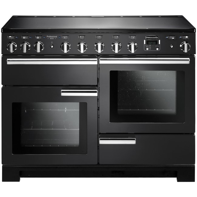 Refurbished Rangemaster Professional Deluxe 110cm Electric Induction Range Cooker Black and Chrome