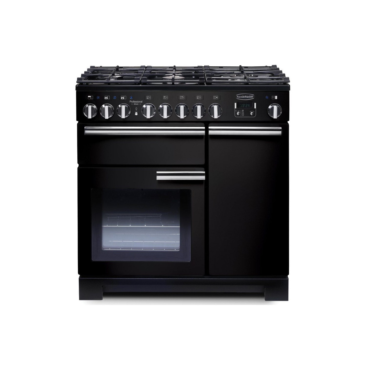 Rangemaster Professional Deluxe 90cm Dual Fuel Range Cooker - Black