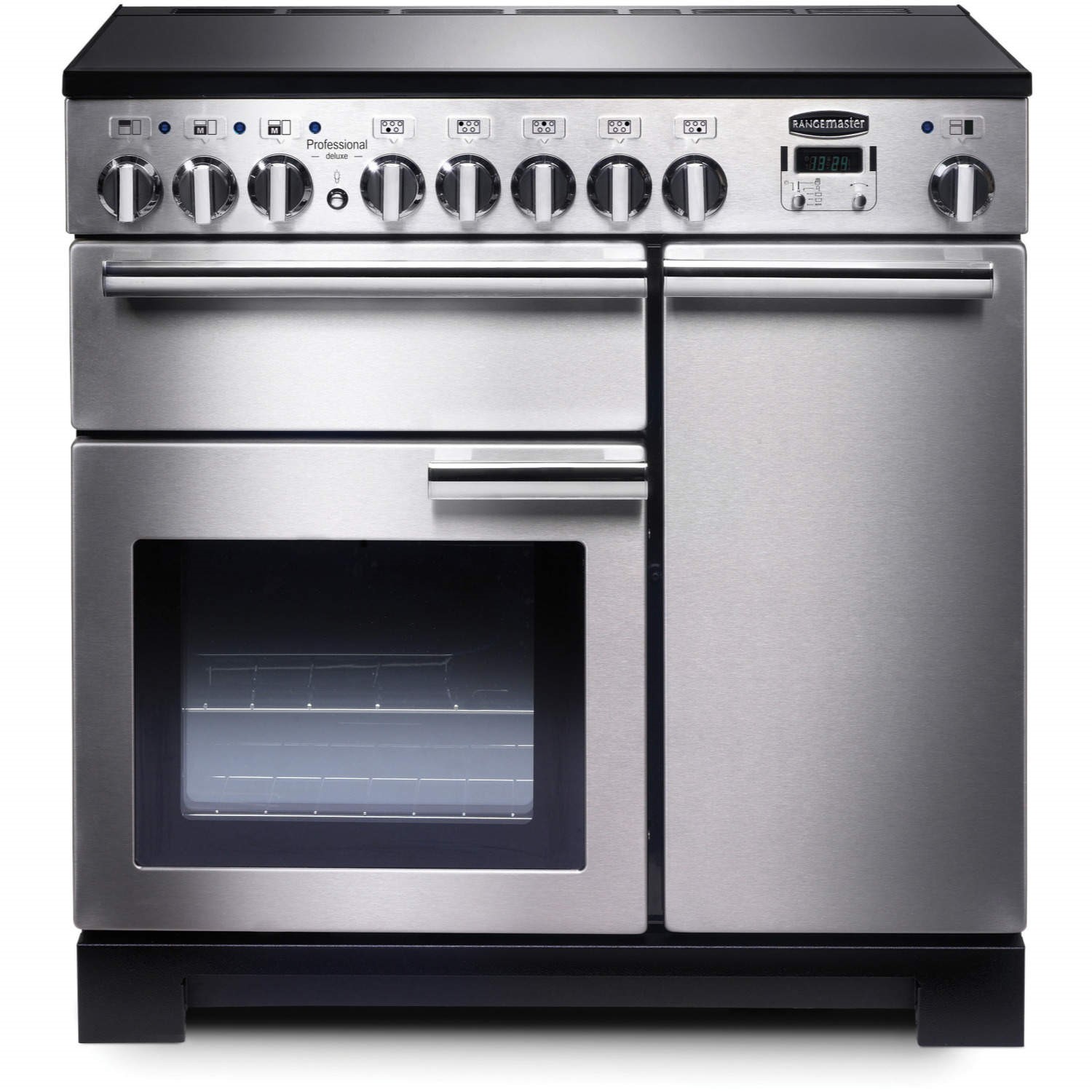 Rangemaster Professional Deluxe 90cm Electric Range Cooker with Induction Hob - Stainless Steel