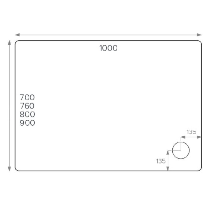 ONLY OPENED - 1000x800mm Rectangular Shower Tray - Non-Slip White Acrylic Stone Resin - Pearl
