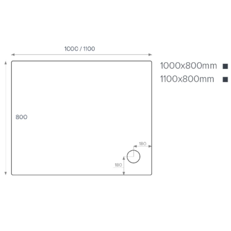 GRADE A1 - 1000x800mm Rectangular Shower Tray 45mm - White Acrylic Stone Resin - Pearl